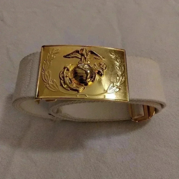 US Marine Other - US Marine dress belt brass buckle white military